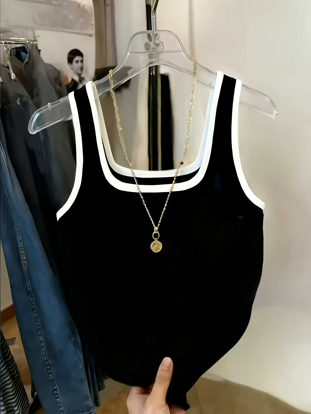 Women's New Summer Fashion Casual Versatile Decorative Design Vest - Black