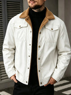 2026 European American New Men'S Outing Fashion Trendy Fleece Warm Jacket Coat - White