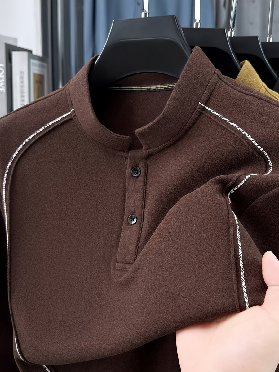 Father's Day Gift for Men 2026 Spring New Arrival Three-Layer Sweatshirt, Heavy-Duty Stitching with Double-Sided Cationic, Essential Business Commute Wear - Coffee Brown