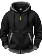 5pcs Set of Color-Blocked Full-Zip Hooded Cardigans, Easy Layered Thick RUN Inspirational English Short Sentence Small Print Loose Drawstring Casual Long Sleeve Jacket - Black + Grass Green + Army Green + Sky Blue + Khaki