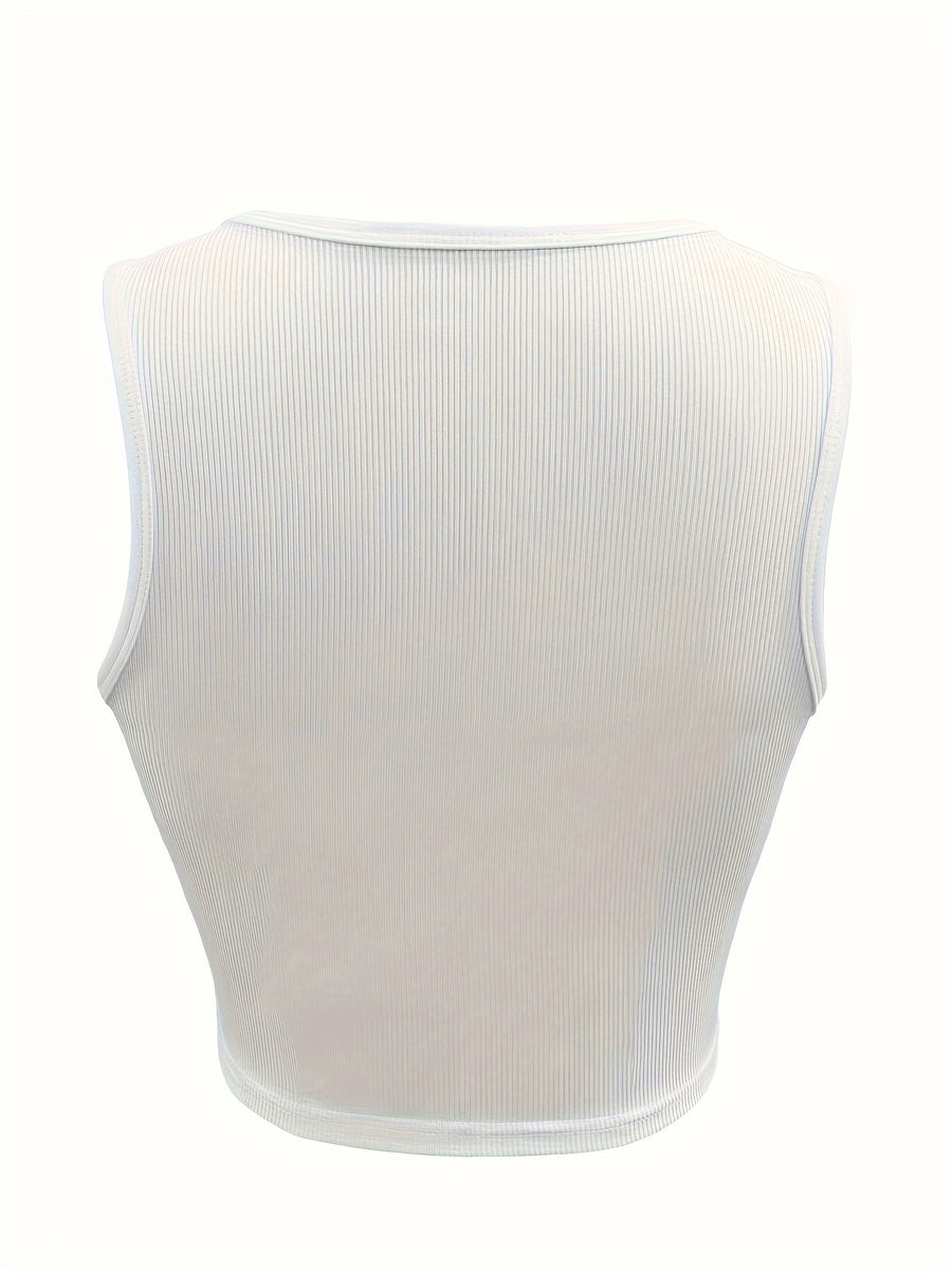 Fashion Printed Women'S Vest Bk23073 | Short Length, Notched Collar, Alphabets Pattern, Sexy Style For Spring/Summer/Fall - White