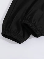 California Letter Print Casual 2pcs Set - Long Sleeve Hooded Drawstring Sweatshirt And Elastic Waist Sweatpants, Loose Fit Loungewear Set, Comfortable Sporty Outfit - Perfect for Daily Wear, Running, Yoga, Traveling And Vacation - Black