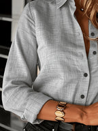 Long Sleeve Solid Color Shirt - Grey