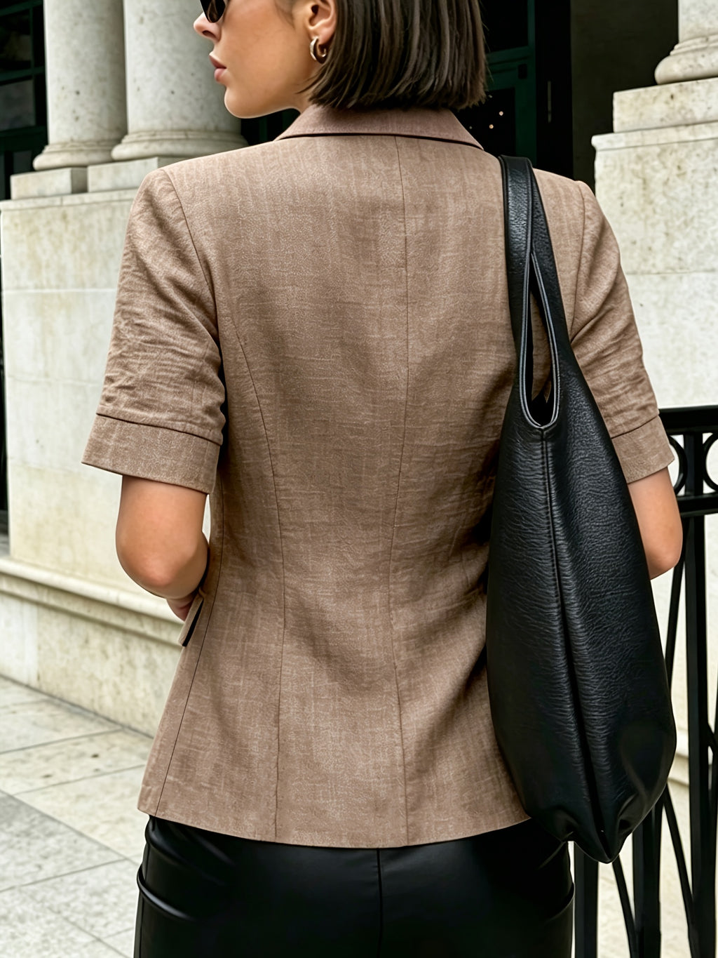 YYTT QHDZ26032 2026 New European Style Women'S Blazer, Suit Jacket in Khaki, Elegant Texture with Double-Breasted Design, Classic And Atmospheric, Made from Breathable -Like Fabric, Skin-Friendly And Comfortable, Loose Straight Cut - Khaki