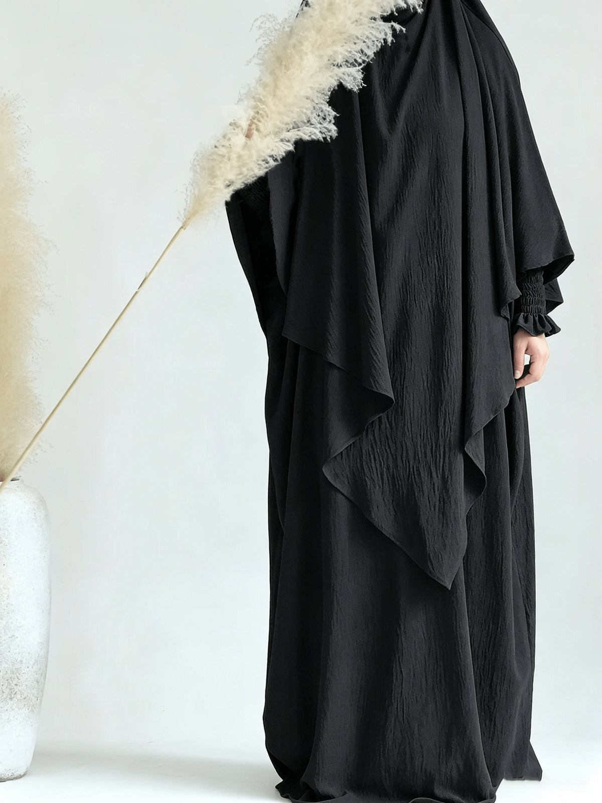 2pcs Prayer Set, Women'S Abaya, Khimar Set, Islamic Clothing, Modest Fashion, Two-Piece Abaya Set, Loose Fit Abaya, Long Sleeve Abaya, Full Length Abaya, Prayer Dress - Black