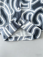 European and American Style Hawaiian Abstract Print Short-Sleeve Shirt for Men, Loose Fit Casual Vacation Beach Shirt - Mixed colors