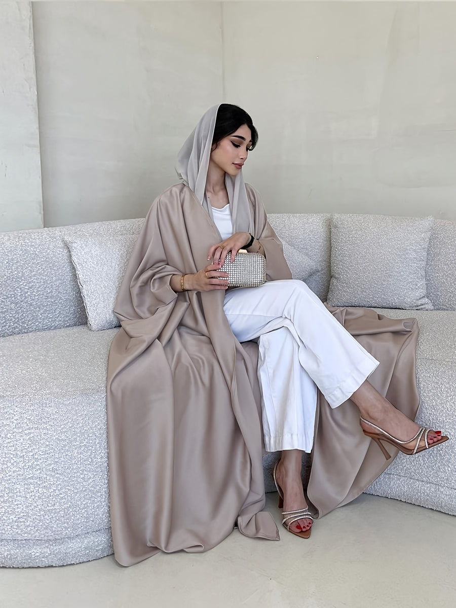 Middle Eastern Special Fashion Muslim Women'S Clothing Easy Elegant Fashion Loose Batwing Sleeve Abaya Robe - Apricot