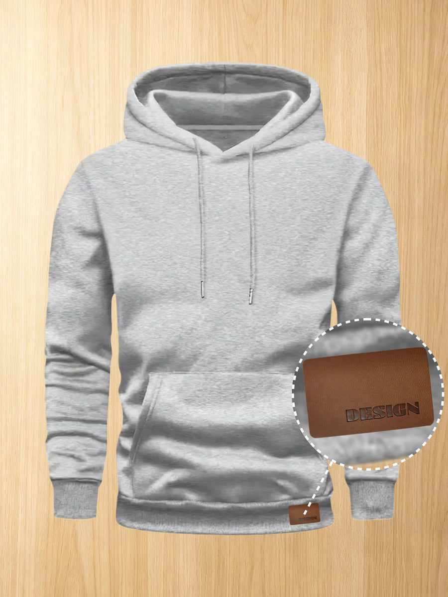 50%, 50%, Men'S Casual Pocket Ankle-Length Hooded Sweatshirt, Cuffs with Ribbed Bottom, Men'S Warm Fleece-Lined Sweatshirt for Global All-Season Base Layer - Light Grey