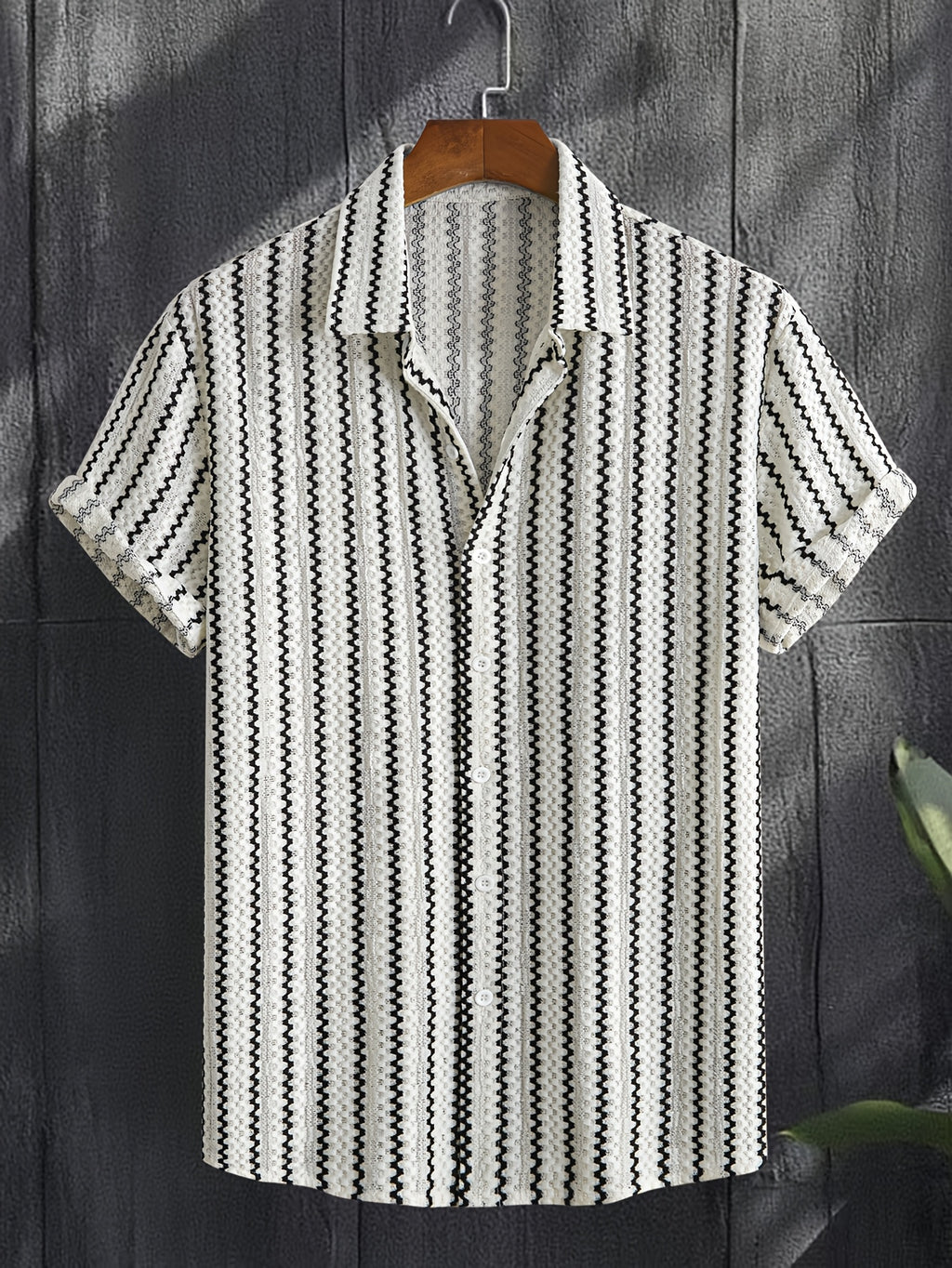 Men's Fashion New Arrival Color-Block Striped Textured Fabric, Soft to the Touch with Built-in Stretch, Breathable and Non-Stuffy, Simple Cut Suitable for Daily Casual Wear, Simple and Versatile for Outings, Commuting, and Street Style, Summer New - Apricot