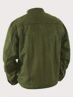 Men'S Casual Jacket with Pockets, Versatile Long-Sleeved Stand Collar Button Coat, Transitional Outerwear - fern green