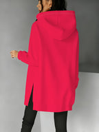 Fashionable Women'S Hooded Sweatshirt with Side Slit Design, Suitable for Autumn And Winter, Perfect for Casual Wear, Cool And Edgy Women'S Silhouette Pattern Top, High-Saturation Bright Background, Full of Presence, Stylish And Eye-Catching - Mixed colors