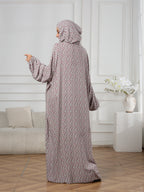 Middle Eastern Women'S Fashion Double-Hooded Drawstring Printed Prayer Robe Fashion Printed Dress - Multicolor