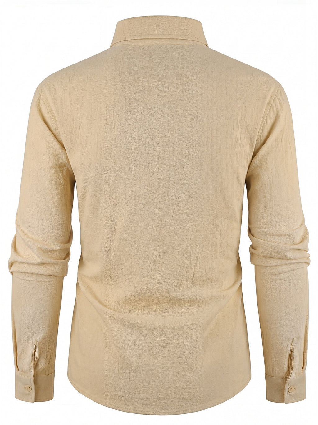 Retro Casual Men'S Long Sleeve Cardigan Shirt TOHATSU Logo Easy Letter Print Textured Loose Casual Shirt - Khaki