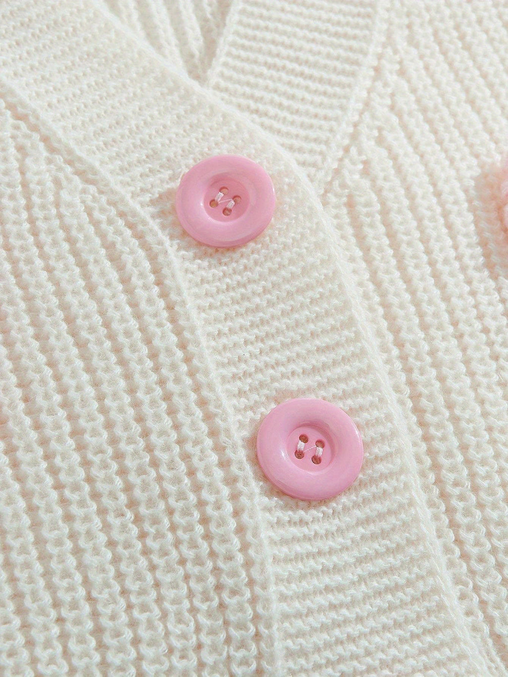 Kawaii Women's Pink 3D Bow Accent Cardigan, Cute Girly Look - White