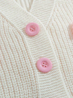 Kawaii Women's Pink 3D Bow Accent Cardigan, Cute Girly Look - White