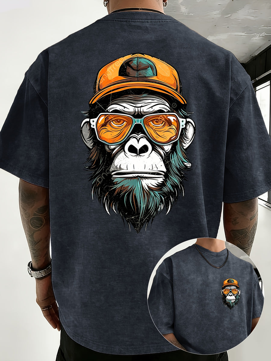 Summer Hot Item Unisex T-Shirt, Retro Distressed Style And Super Good Look! Pure Main Material, Breathable And Skin-Friendly, Comfortable to Wear, Suitable for Casual Commute, Sports Fitness, Outdoor Travel. Double-Sided Positioning Print - Navy Color