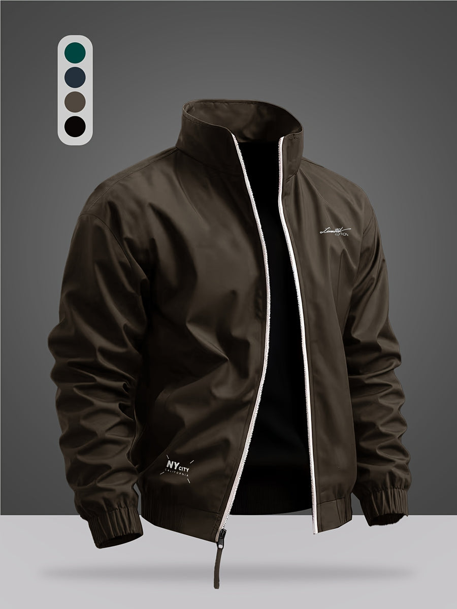 Men's Jacket, New Versatile Casual Jacket Top with Letter Print, Loose Fit, JK2605653 - Coffee Color