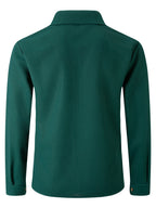 Men Fall Winter Waffle Knit Shacket, Long Sleeve Button Up Collared Shirt Jacket with Pocket, Casual Overshirt Outer Coat, Solid, Comfortable, Loose Fit - Dark Green