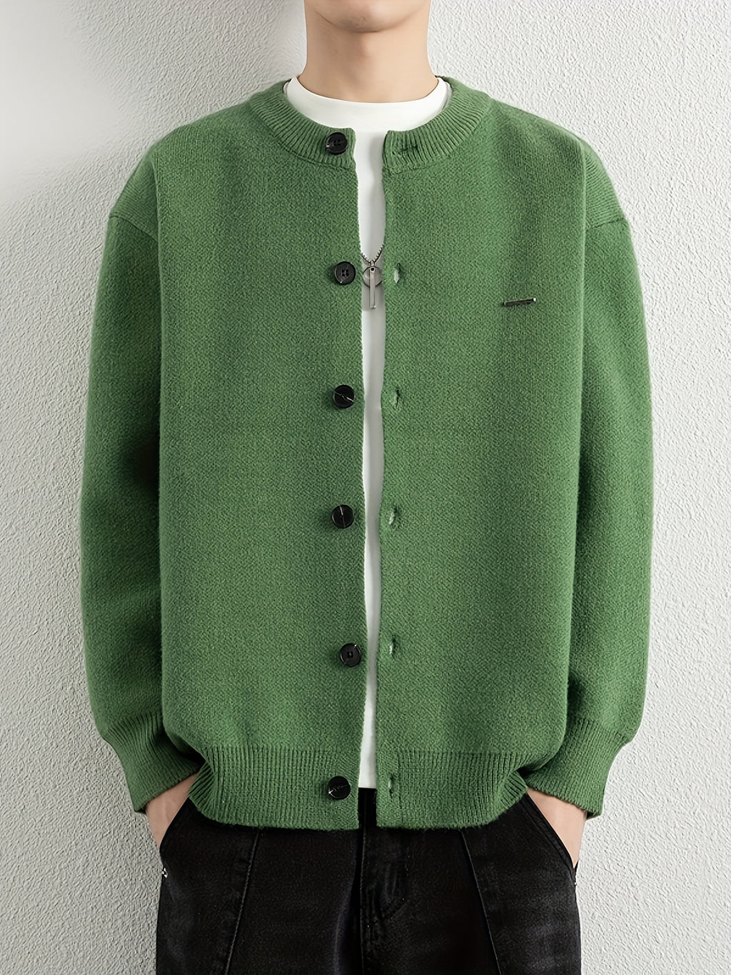 Men's Autumn Winter Trendy Versatile Warm Cardigan Sweater 25861 - Green