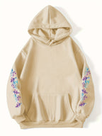 Cartoon and Animation Printed Single Piece Loose Casual Hooded Tri Luo Fashion Women's Hoodie Sweatshirt - Apricot