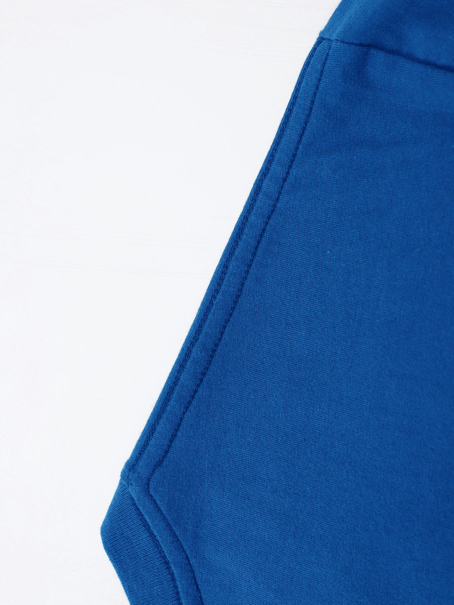 Creative Front and Back Print Round Neck T-Shirt, Pure Cotton Summer Fashion Short Sleeve Top for Casual Daily Style Essential Outing Gift Choice - Blue