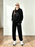 Women's Casual Long Sleeve Drawstring Hoodie And Elastic Waist Jogger Pants Set - Comfortable 2pcs Pullover Sweat Suit, Soft Loungewear, Relaxed Fit Activewear - Perfect for Yoga, Running, Gym Workout, Daily Wear, Traveling, Fitness, And Outdo - Black