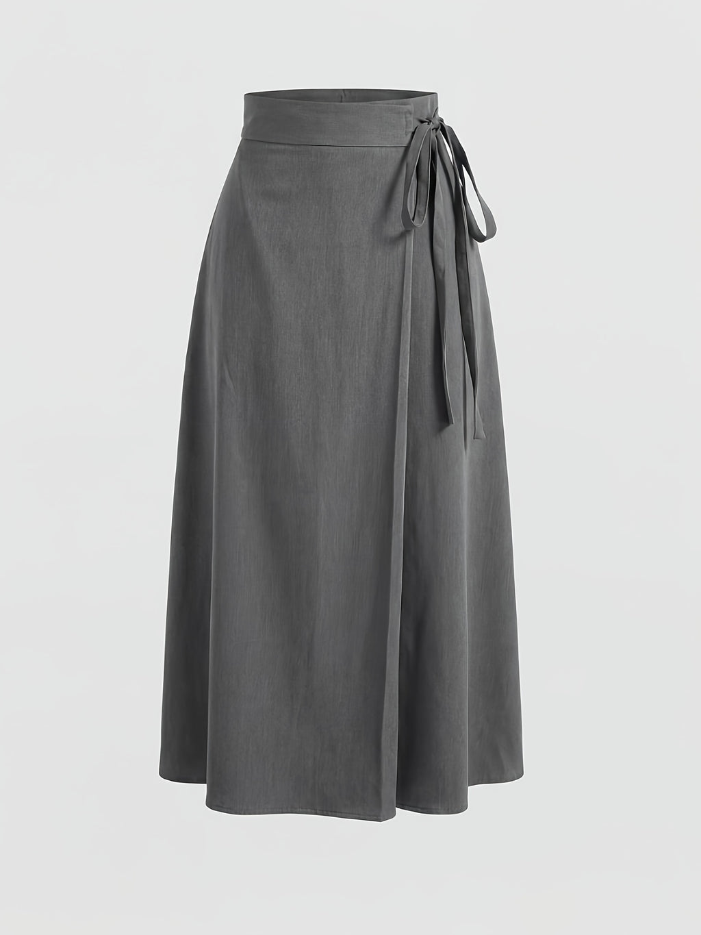 Gray High-Waist Tie-Front Skirt, Design Exudes Style, Flared A-Line Silhouette And Elegant, Effortlessly Create Commute And Date Elegant Looks [Niannian] - Dark Gray
