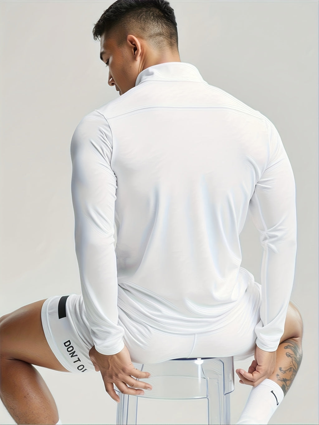 New Men'S Polo Shirt, Men'S Fashionable Trendy Print Polo Shirt, Half-Button Collar Polo Shirt, Suitable for Running, Gym, Cycling, Marathon And Other Sports Tops, Breathable And Non-Stuffy, Machine Washable - White