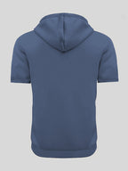 Summer American Fitness Hooded Fashion Short-Sleeve T-Shirt for Men and Women, Suitable for Outdoor Training, Running, and Casual Wear with Zipper - Bright Steel Blue