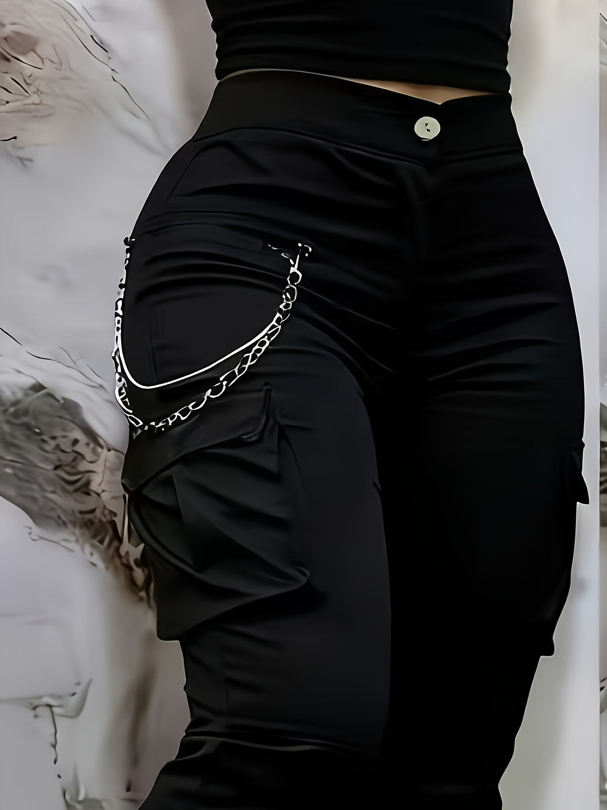 Women's High Waist Overalls-beige Non-stretch Jeans, Zipper Pocket Design, Casual and Formal Wear Dual-use Spring, Summer and Autumn Daily Pants, Durable Fabric Solid Color - Black