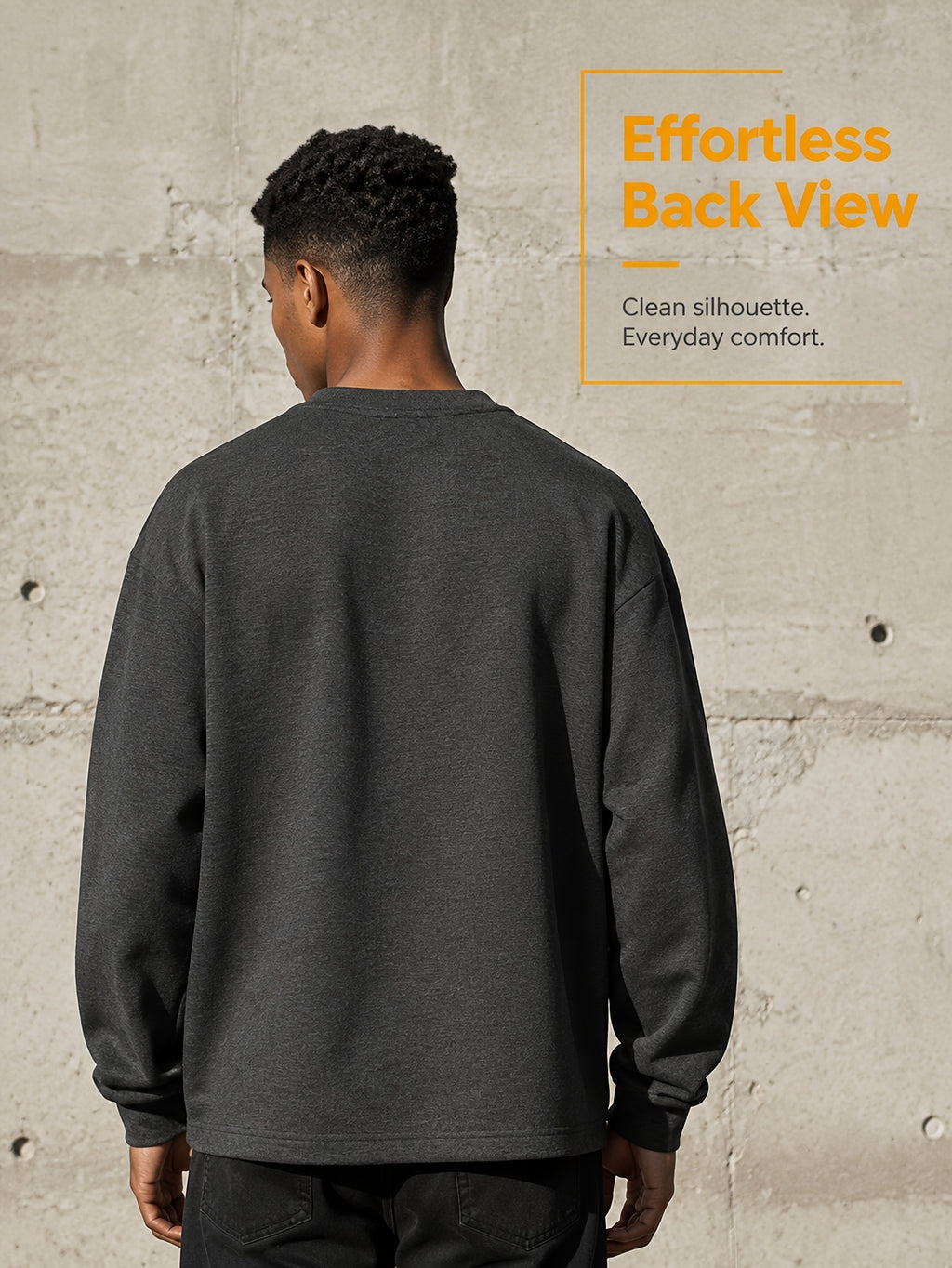 1pc Men'S Oversized Henley Notch-Neck Pullover Top, Drop Shoulder Loose Silhouette, Soft Knit Fabric, Ribbed Cuffs, Straight Hem, Minimalist Street-Inspired Long Sleeve Shirt for Daily Casual Commute Wear - Black Gray