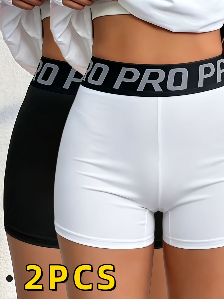 2pcs Women's High-Waisted Wide Waistband Shorts - High-Stretch & Shorts with Wide, Non-Sheer & Casual Shorts Suitable for Spring Summer Fall, Machine Washable Solid Color Shorts for and Casual Attire - Black+Light White