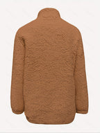 Women's Casual Fashion Pullover Zip-Up Long Sleeve Top - Chocolate
