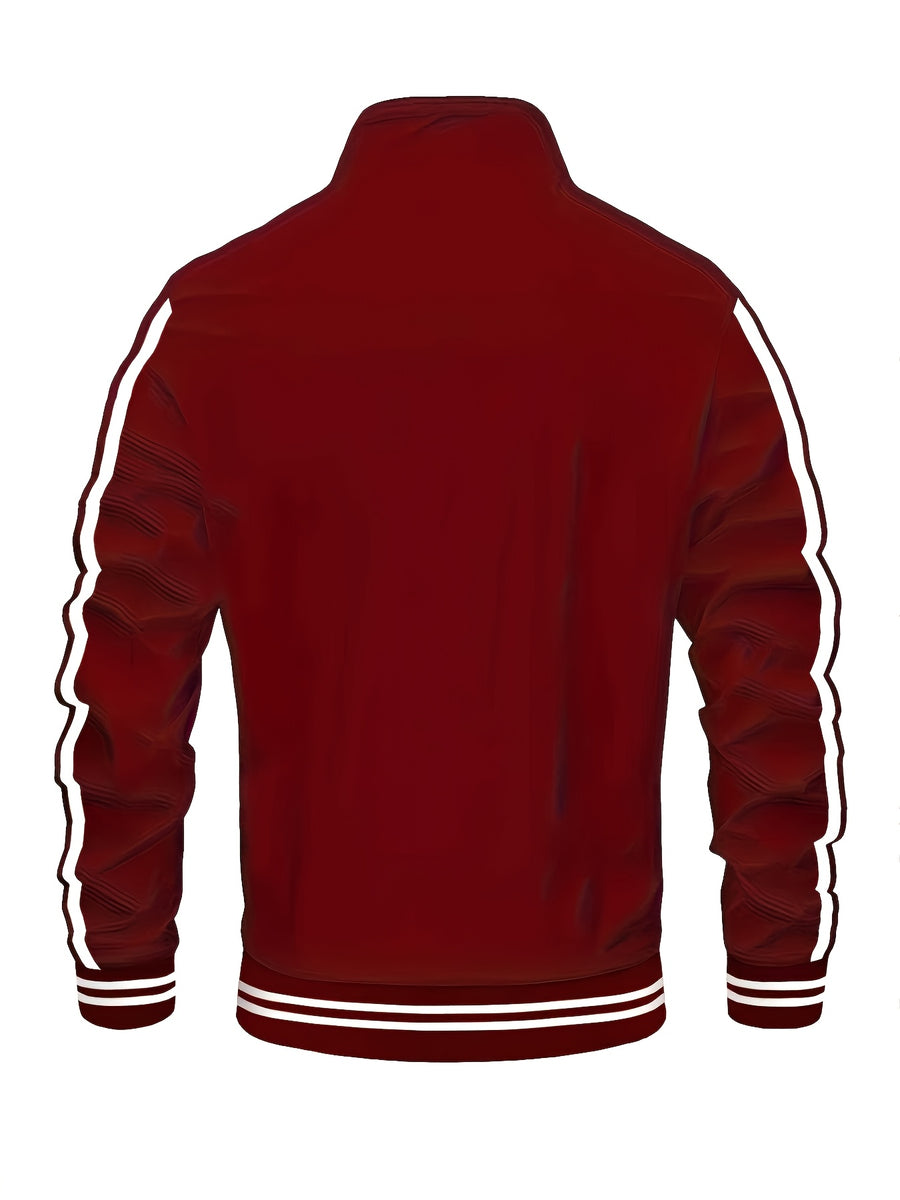 Men'S New Casual Sports Jacket, Outdoor Breathable Running Coat, Casual Zipper Stand-Up Collar Jacket Trench Coat, Suitable for Outdoor Hiking Fitness Activities, Multi-Color Available - Burgundy