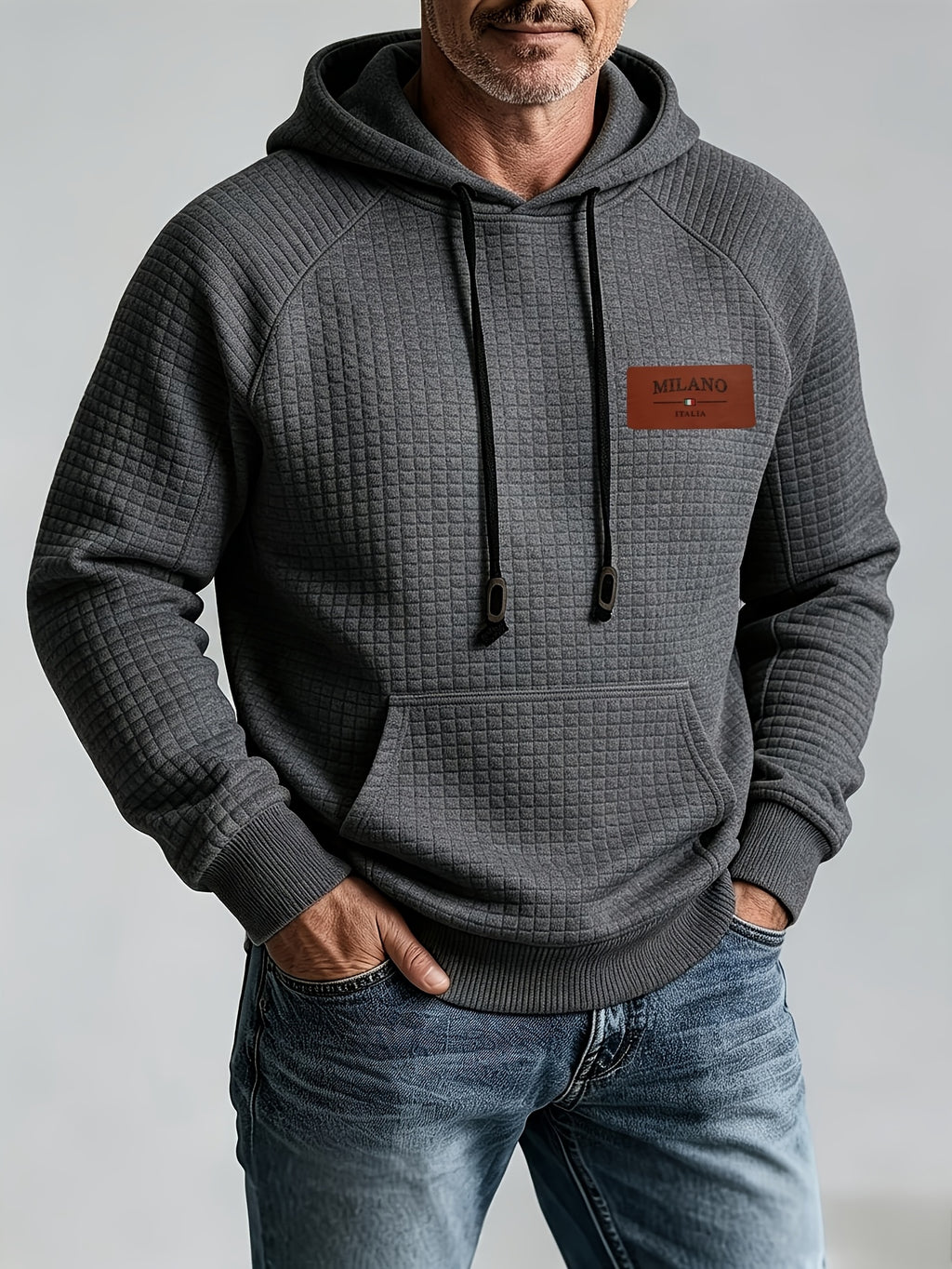 Maqiqi OBM Men's New Autumn/Winter Solid Color Warm and Comfortable Hooded Sweatshirt, Stylish and Versatile for Daily Casual, Work, Commuting, and Outdoor Activities - Dark Gray
