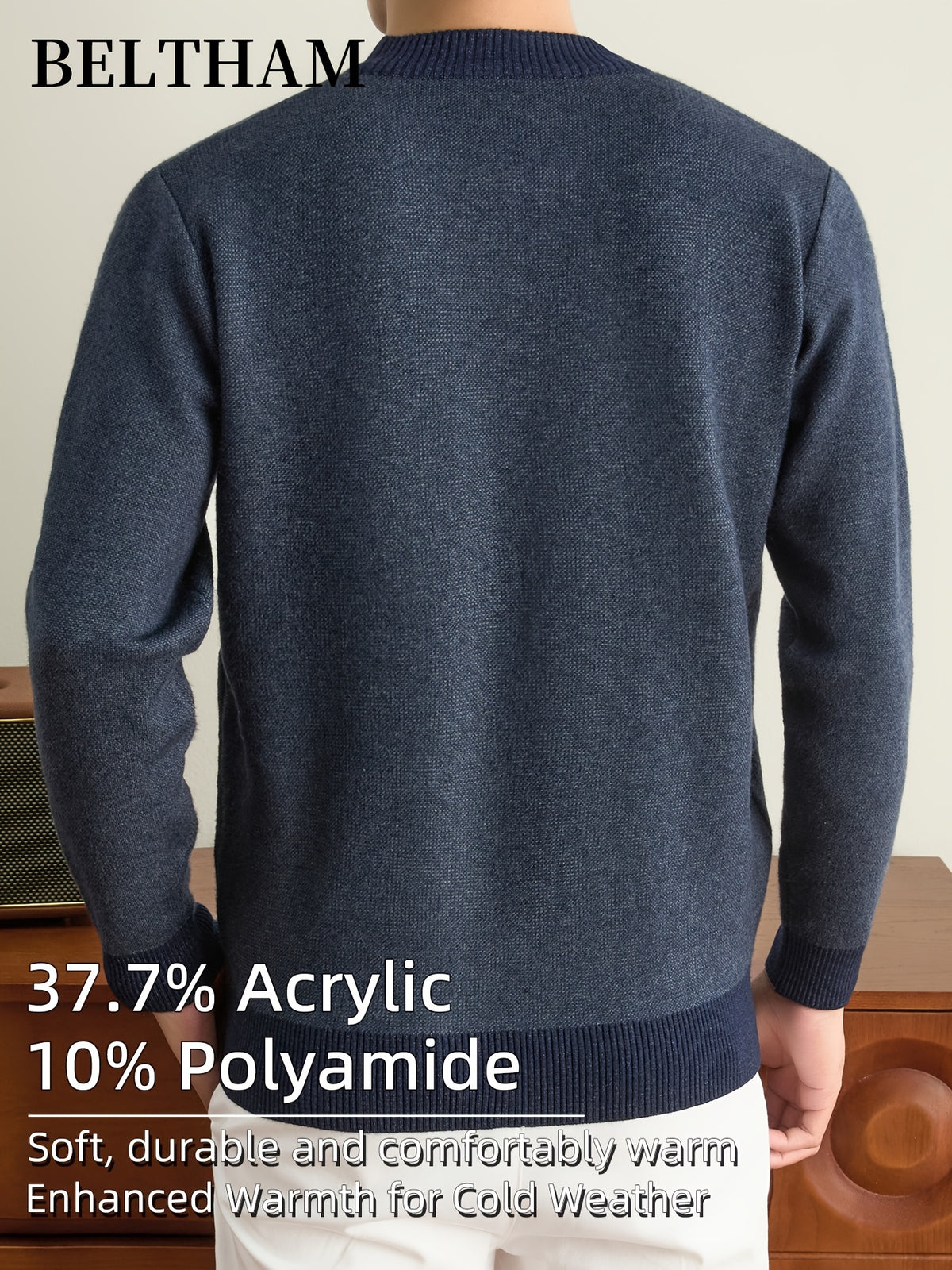 Men' Thick Warm Winter Knit Sweater Half-Zip Collar Pullover - Soft Thermal Long Sleeve Round Neck Sweater Suitable for Casual, Business, Outdoor Wear, Ideal Gift for & Husband, Fishing, Camping, Daily Use, Hand Washable - Green