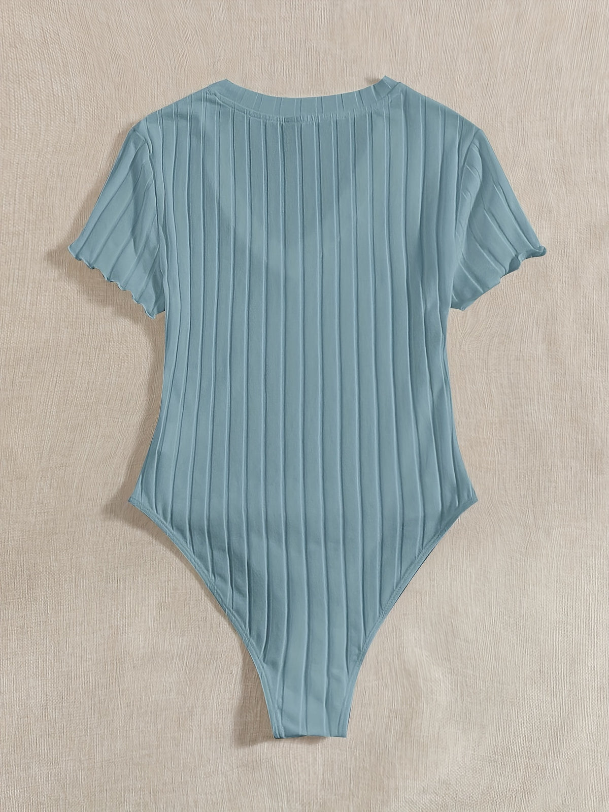 Lettuce Border Ribbed Bodycon Dress - Peacock Blue