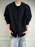 Men'S Soft Shell Jacket, 1pc Men'S Fashion Trendy Casual Jacket, Loose Fit with Drop Shoulder Design, Comfortable Stretch Fabric, Suitable for Casual Wear - Black