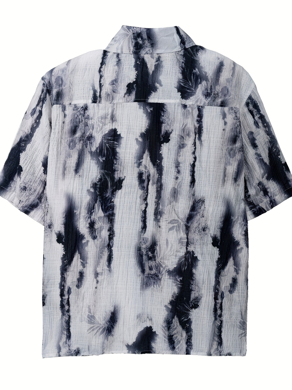 Hot-weather Guys, Check This Out! Summer Lightweight Tie-dye Short-sleeve Shirt, Hawaiian-style Slim-fit Beach Vacation Top, Chinese Size, Please Check The Size Guide Carefully - White