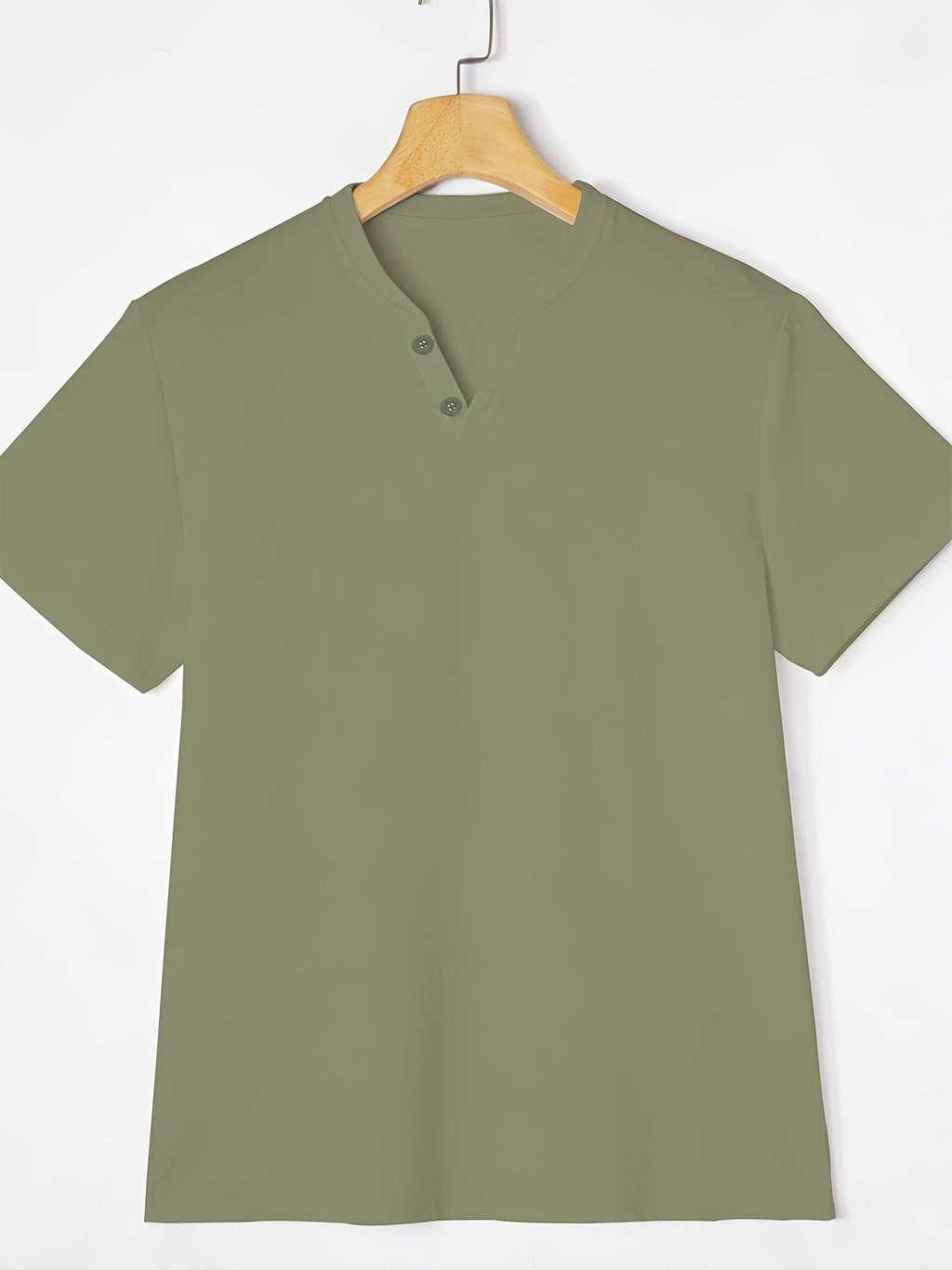 Men's Summer Linen T-Shirts 2pcs, Breathable Soft V-Neck Henley Short Sleeve Shirts, Loose Casual Beach Yoga Tops, Trendy Mens Casual Wear - White+Green