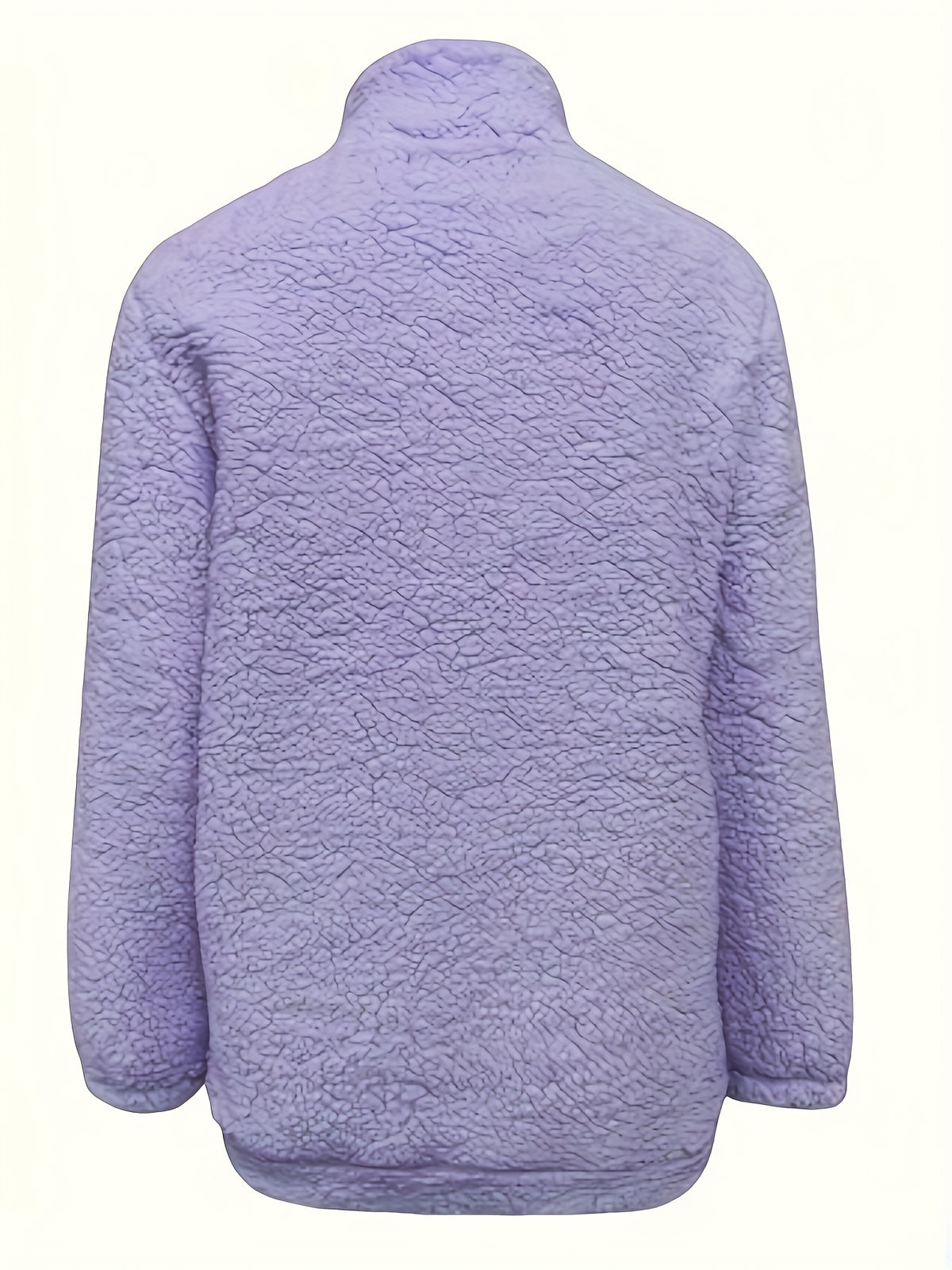 Women'S Faux Small Stand Collar Thick Jacket Coat - Lavender