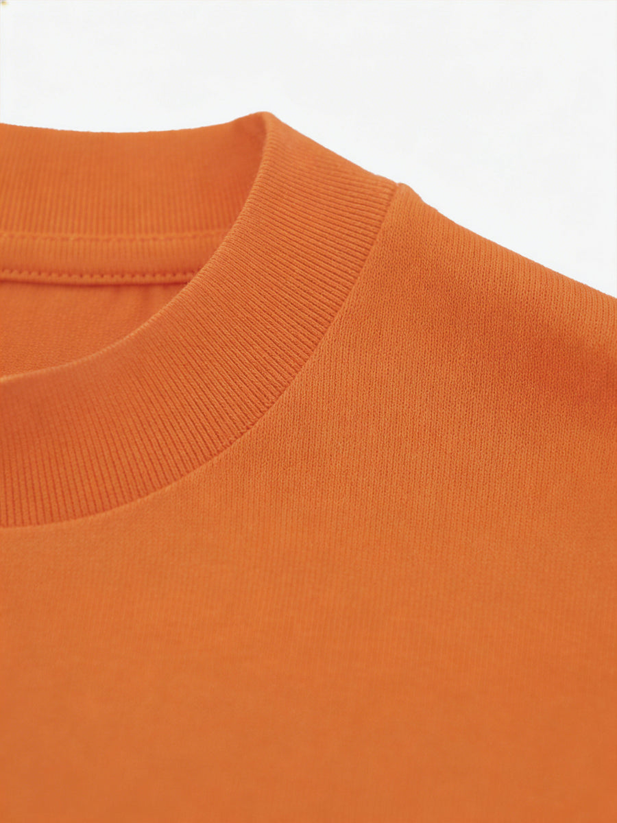 Women'S Fashion Casual Round Neck Long Sleeve T-Shirt, 100% with Lettered Stripe Pattern, Stylish Easy Comfortable Loose Fit - Orange