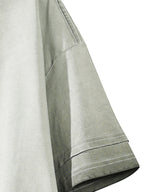 American-style Short-sleeve Men's Top, Featuring Gradient Fading and Distressed Effects, with a Fashionable Hem and Sleeve Patchwork Technique, Offering a Versatile Casual Streetwear Style - Light Green