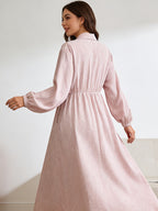 Women'S Striped Shirt Dress, Gentle Style Temperament Shirt Dress, Design-Driven Twisted Long Skirt - Pink Color