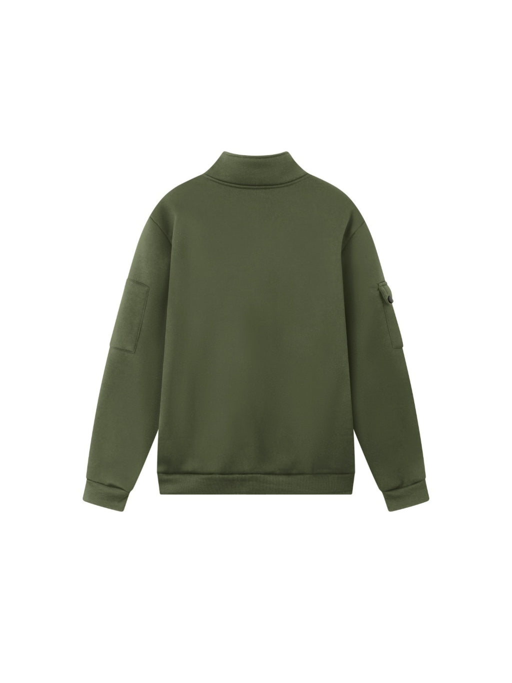 2026 Autumn/Winter New Men's Stand Collar Half-Zip Sweatshirt, Distressed Print, Workwear Style Multi-Pocket Design, Wear-Resistant and Wrinkle-Resistant Fabric, Sleek Cut Without Bulk, Combining Workwear Practicality with Casual Attire Adaptability - Military green1