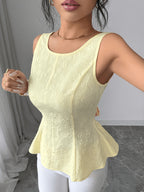 Women's Fashion Camisole, Elegant and Romantic Knitted Summer Vest, Beautiful Sleeveless Top - Yellow