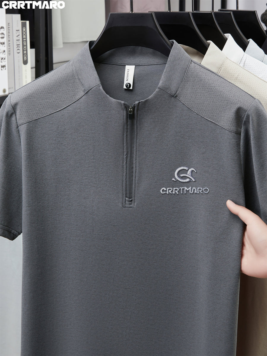 Katemar CRRTMARO New Summer Men's Short Sleeve Simple Business Casual High-End Breathable Half-Sleeve T-Shirt Men's Clothing QQ - Grey