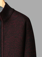 Easy And Casual Men'S Thick Knitted Cardigan, Autumn And Winter Stand Collar Zipper Top Classic Basic Style with Practical Double-Sided Pockets, Basic Style for Daily Wear of Young And Middle-Aged People - Red