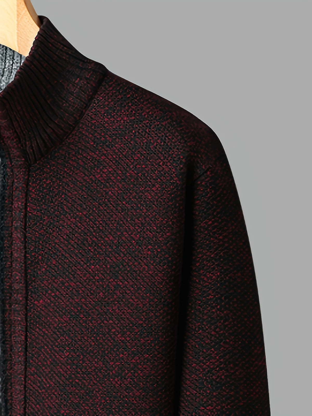 Easy And Casual Men'S Thick Knitted Cardigan, Autumn And Winter Stand Collar Zipper Top Classic Basic Style with Practical Double-Sided Pockets, Basic Style for Daily Wear of Young And Middle-Aged People - Red