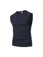 Men's Sleeveless Polo Shirt, Sporty Minimalist Pocket Top - Navy Color